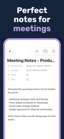 Thinklet - AI Voice Notes iPhone screenshot