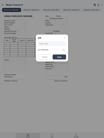 Employee Timesheet iPad screenshot