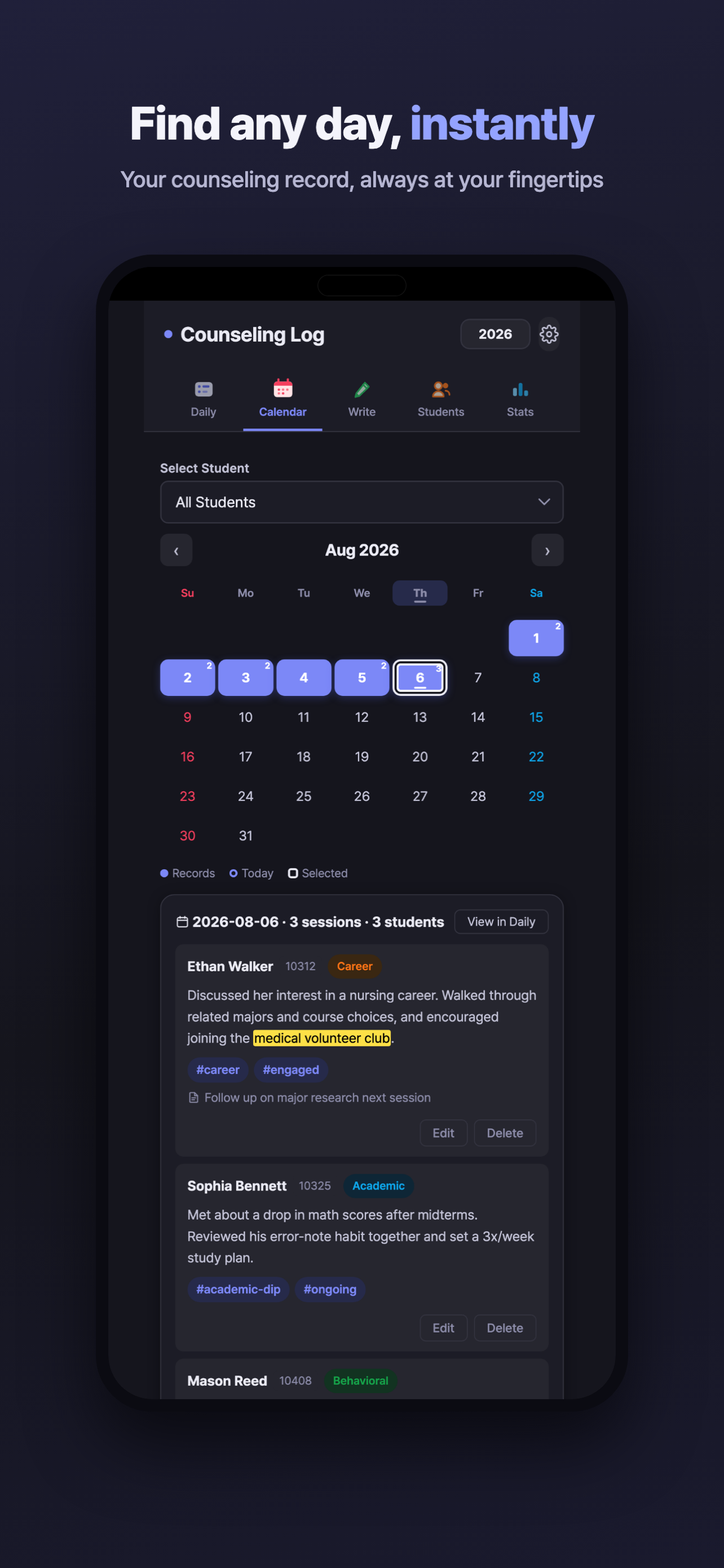 Counseling Log screenshot 10