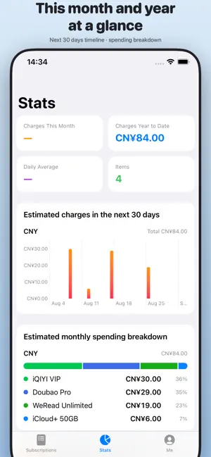 SubKeeper：订阅管家与扣费提醒 screenshot 1