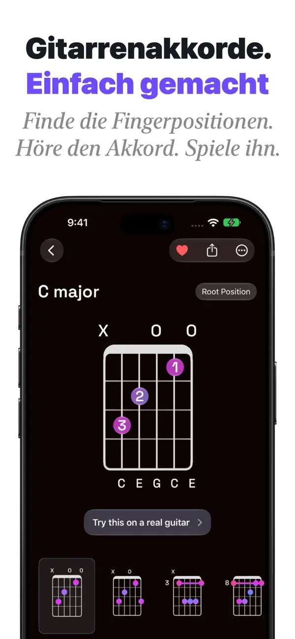 Akkorde & Tuner: Guitar Wiz iPhone App Screenshot 1 – Musik
