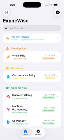 ExpireWise - Date Tracker Screenshot 1 of 4