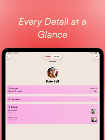 Presented - Birthday Reminders iPad screenshot
