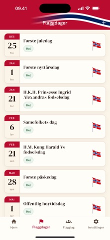 Norske flaggdager app screenshot 2
