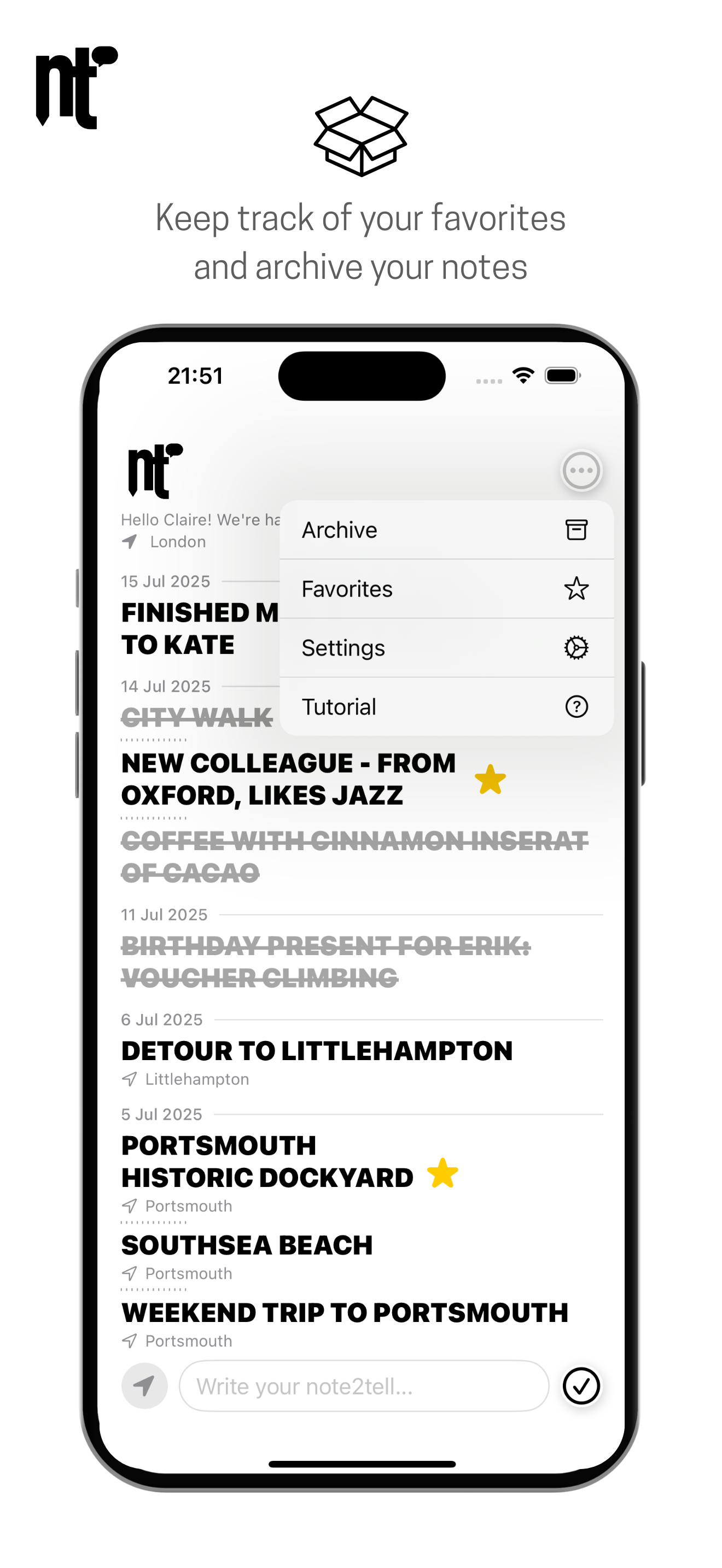 note2tell – Notes for later
