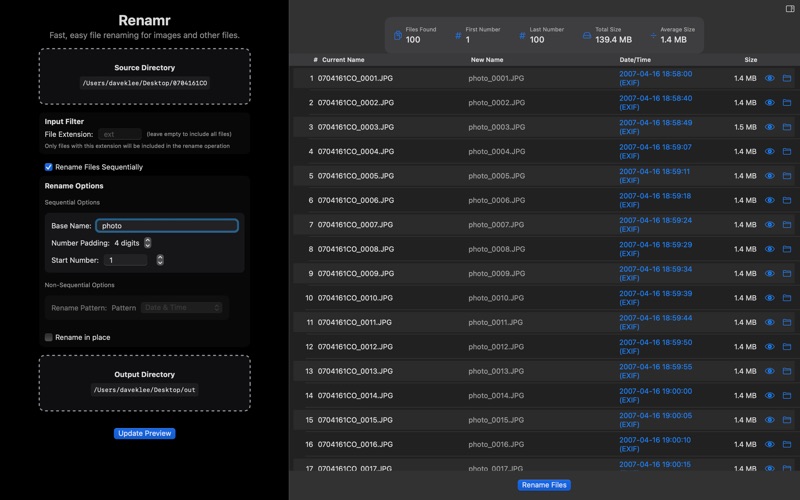 Renamr screenshot