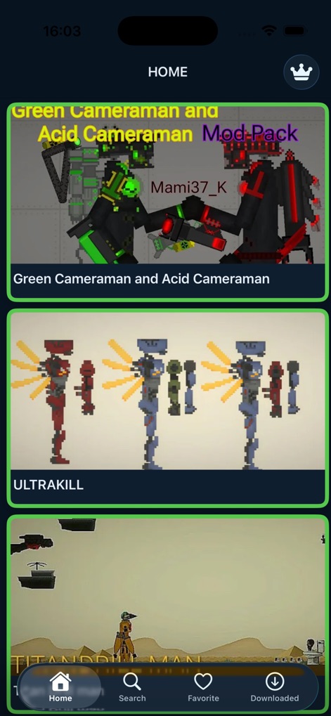Mods For Melon Playgrounds! - アクション満載のこの画面では、「Green Cameraman and Acid Cameraman Mod-Pack」のようなユニークなキャラクターモッドや、「ULTRAKILL」といった激しい戦闘テーマのモッドがユーザーを待っています。