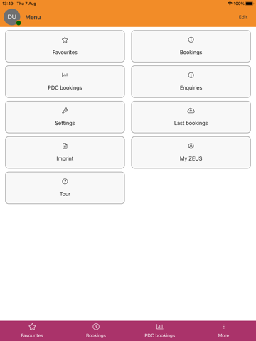 ZEUS mobile iPad screenshot