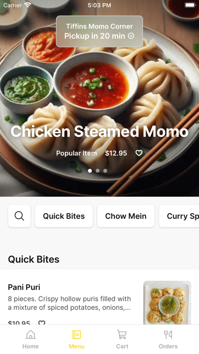 Tiffins Momo Corner iPhone screenshot 2 - Food & Drink app