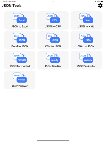 JSON Tools: XLSX CSV to JSON iPad screenshot
