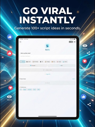 Seshu: AI Viral Video Scripts iPad screenshot