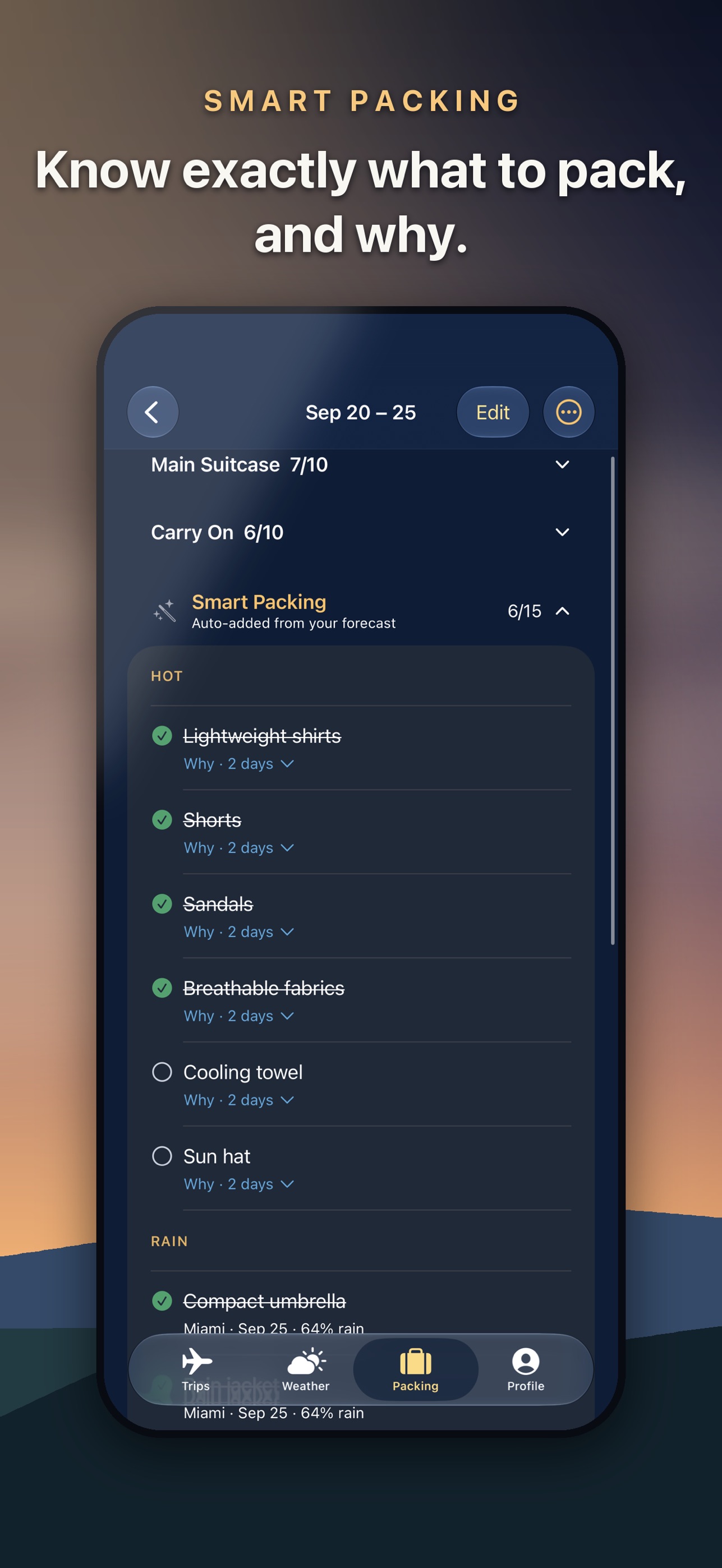 Screenshot 3 of PrePack: Weather Packing