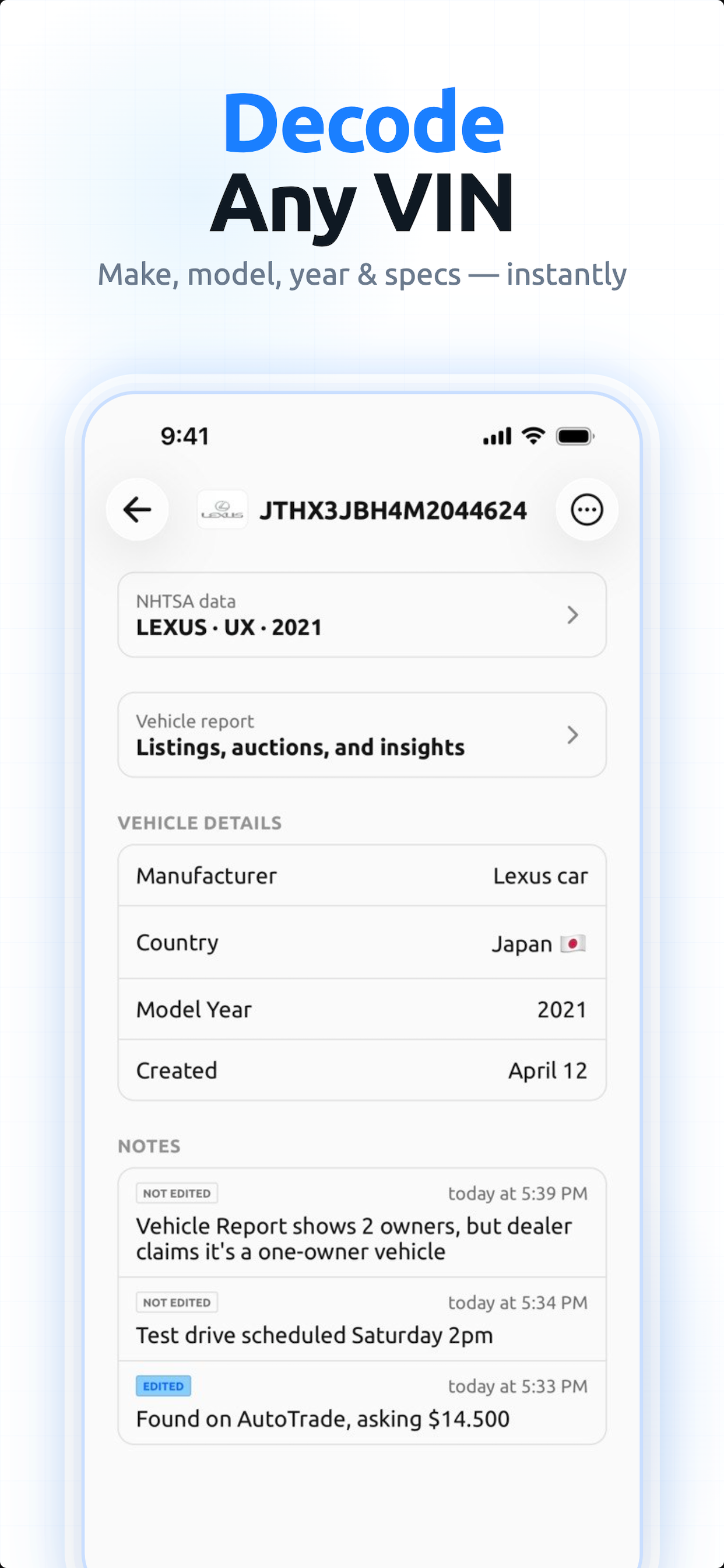 VIN Decoder & History – OCR screenshot 5