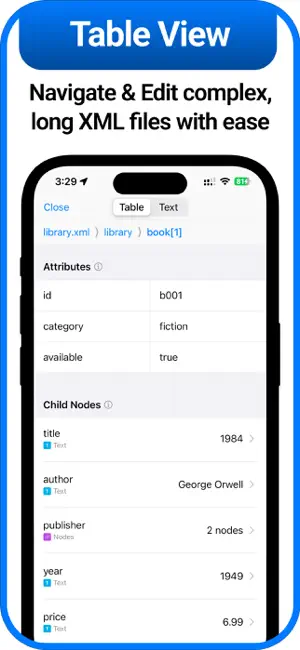 Visor, lector y editor de XML iPhone screenshot 4