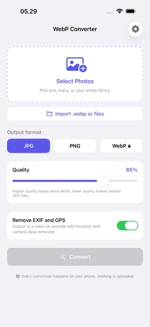 WebP Converter: JPG & PNG screenshot 1