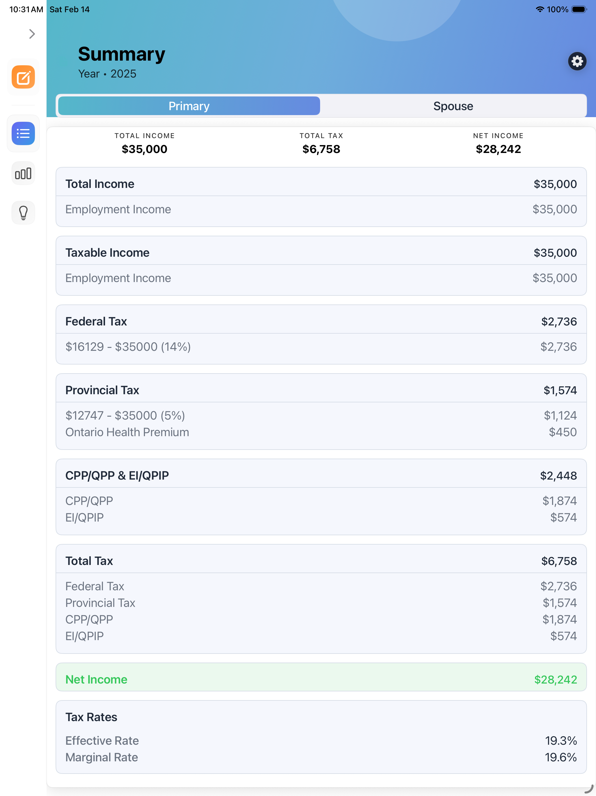Canada Income Tax Estimator screenshot 10
