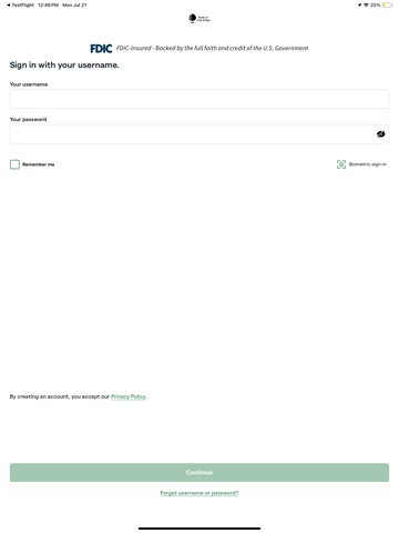 Bank Oak Ridge Mobile iPad screenshot