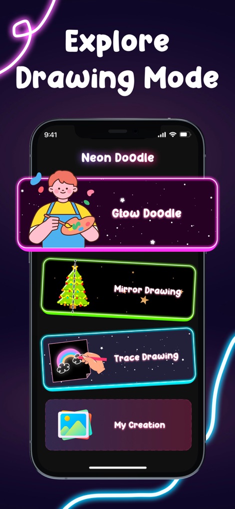 Doodle Art: Neon Glow Drawing - Graphics & Design App | MWM