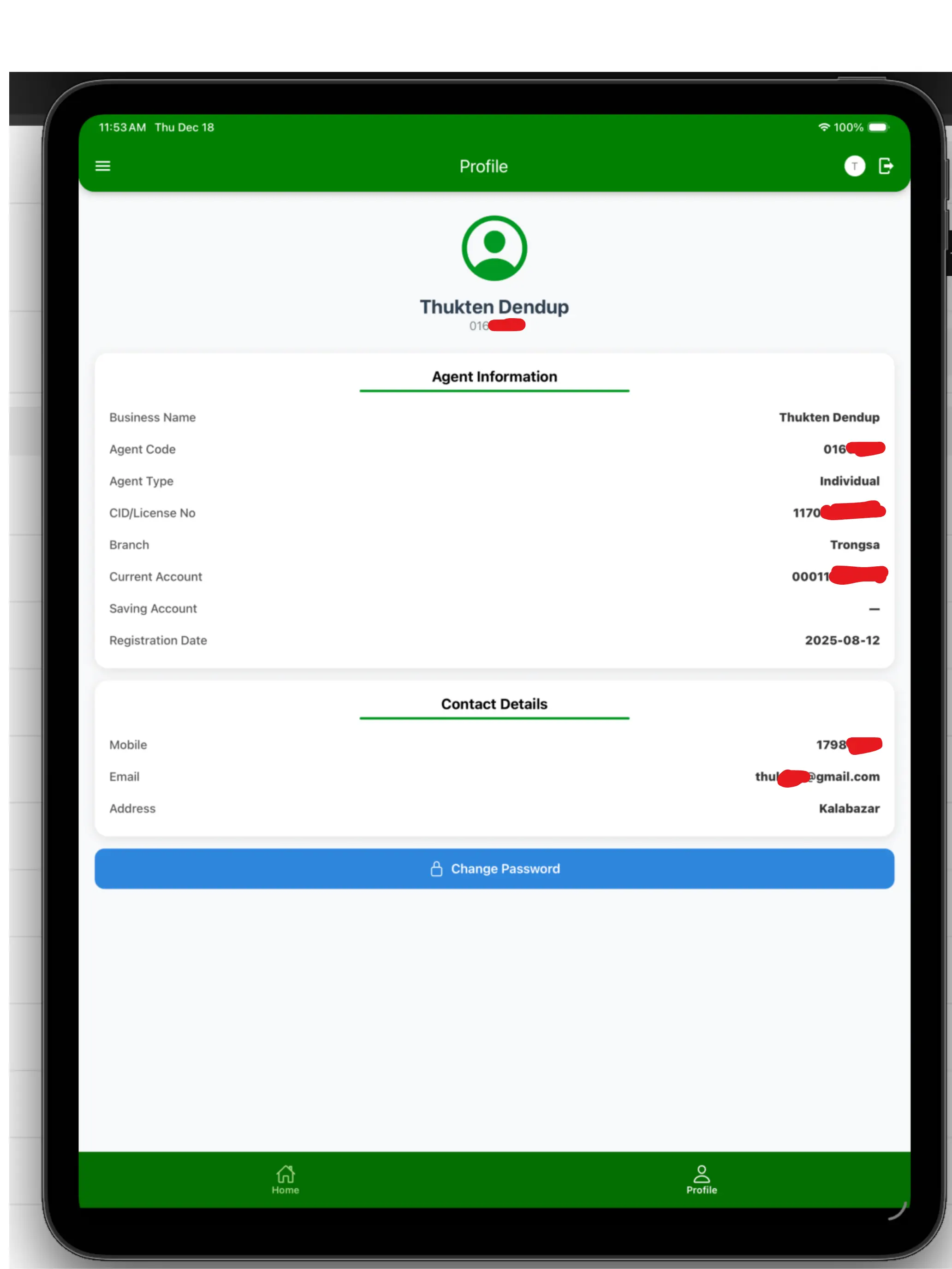 #9. Agent Banking (iOS) Podle: BHUTAN DEVELOPMENT BANK LTD