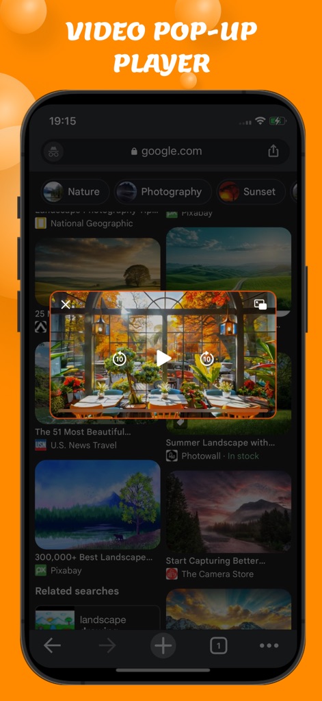 OneTube: Music & Video Player - This tool empowers users with a seamless pop-up video player, showcasing its floating window capability over a web browser interface.