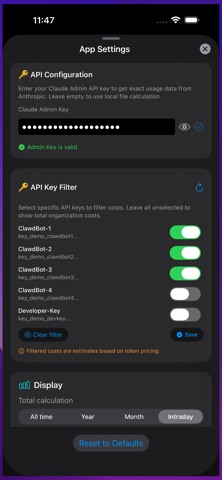 AI Token Usage Tracker iPhone screenshot