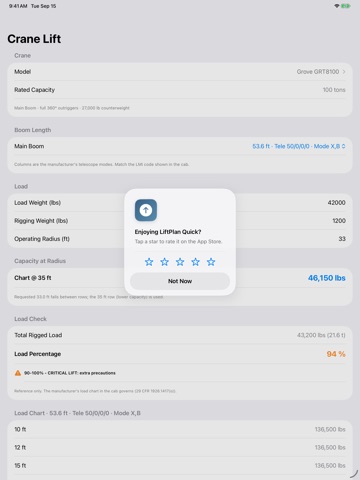 Rigging Calculator: Crane Lift iPad screenshot