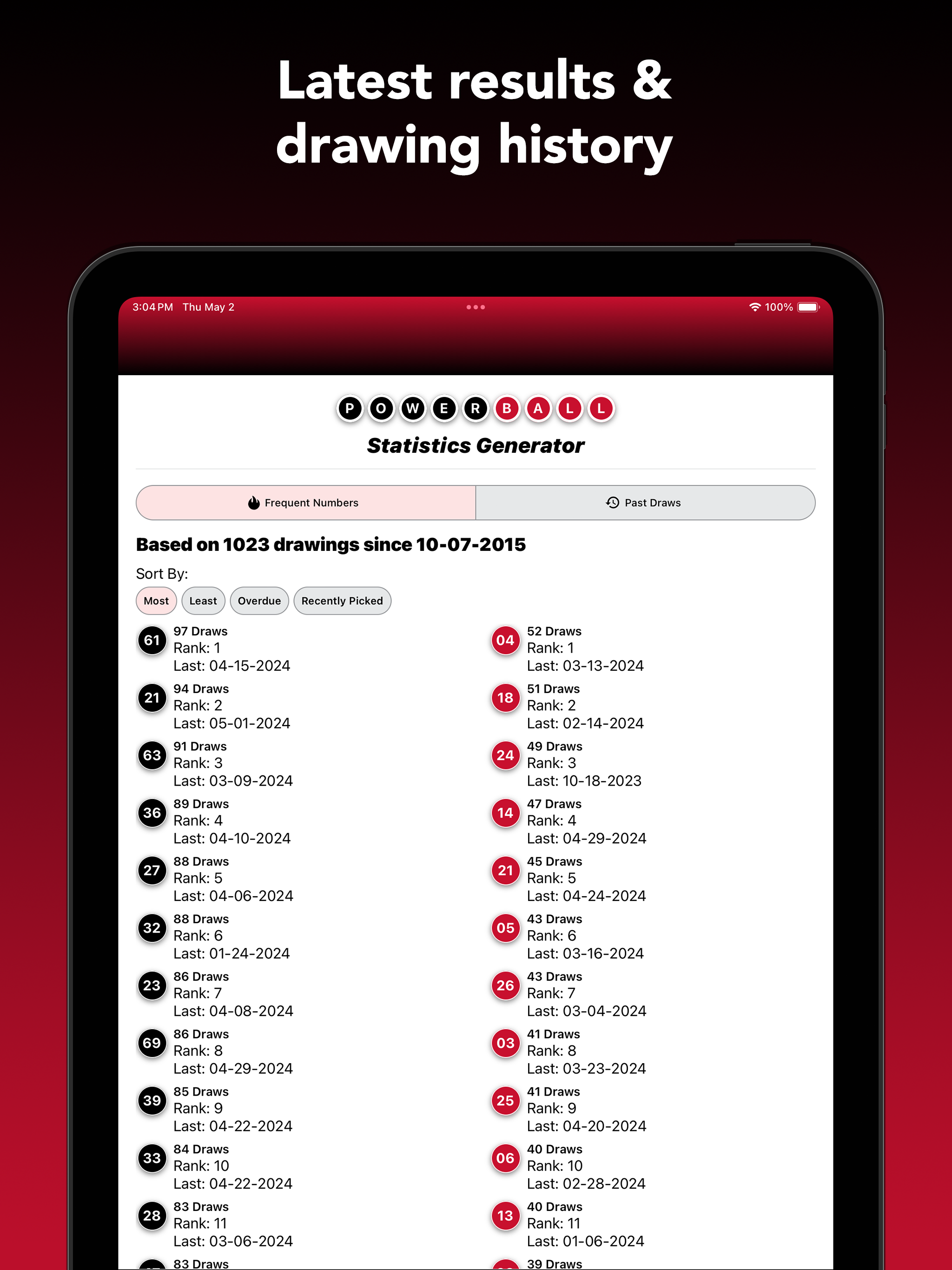 Powerball Statistics Generator screenshot 9