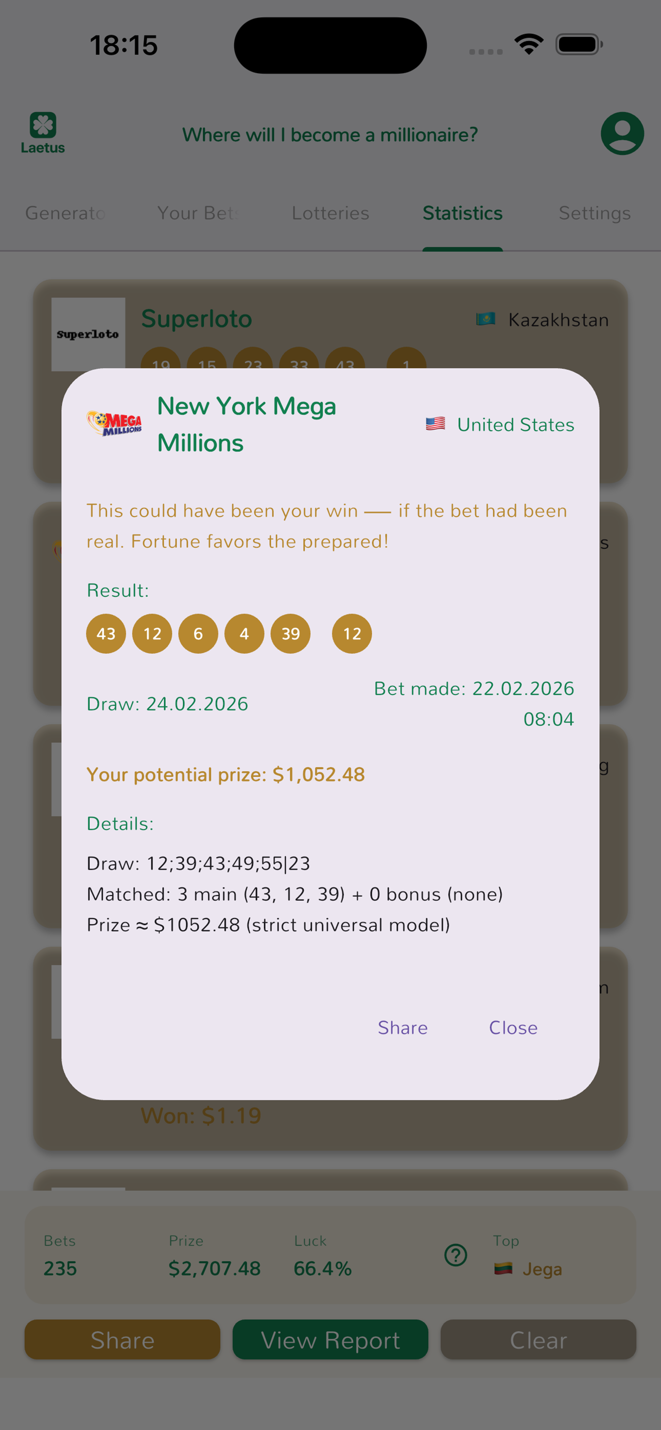 Laetus: Personal Luck Analyzer screenshot 10