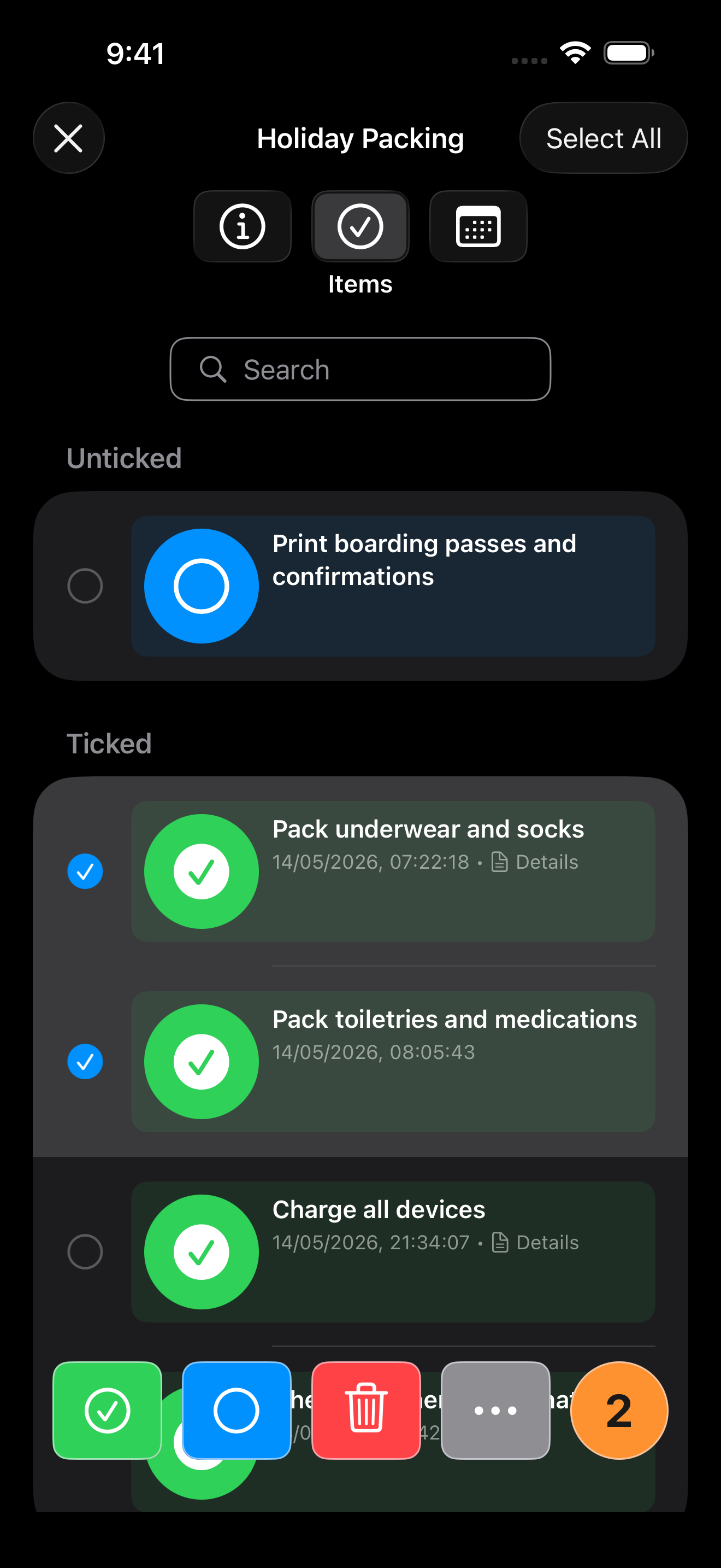 Checkomat: Private Checklists
