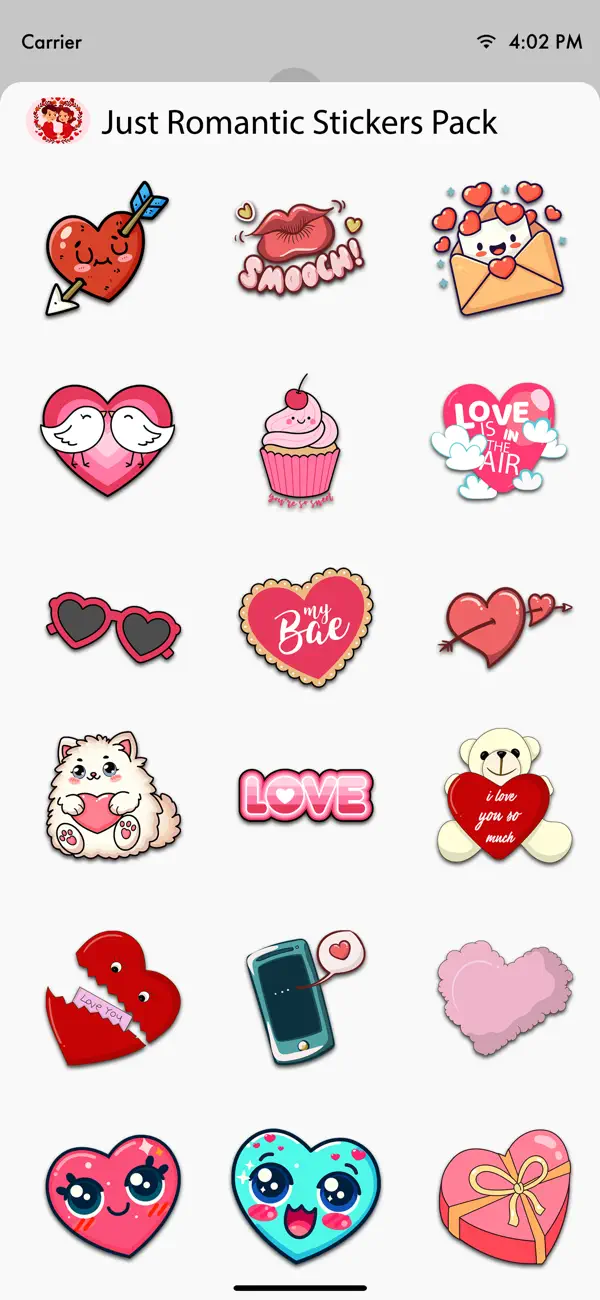 #3. Just Romantic Stickers Pack (iOS) By: Jyoti Yadav