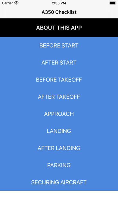 A350 Checklist Screenshot