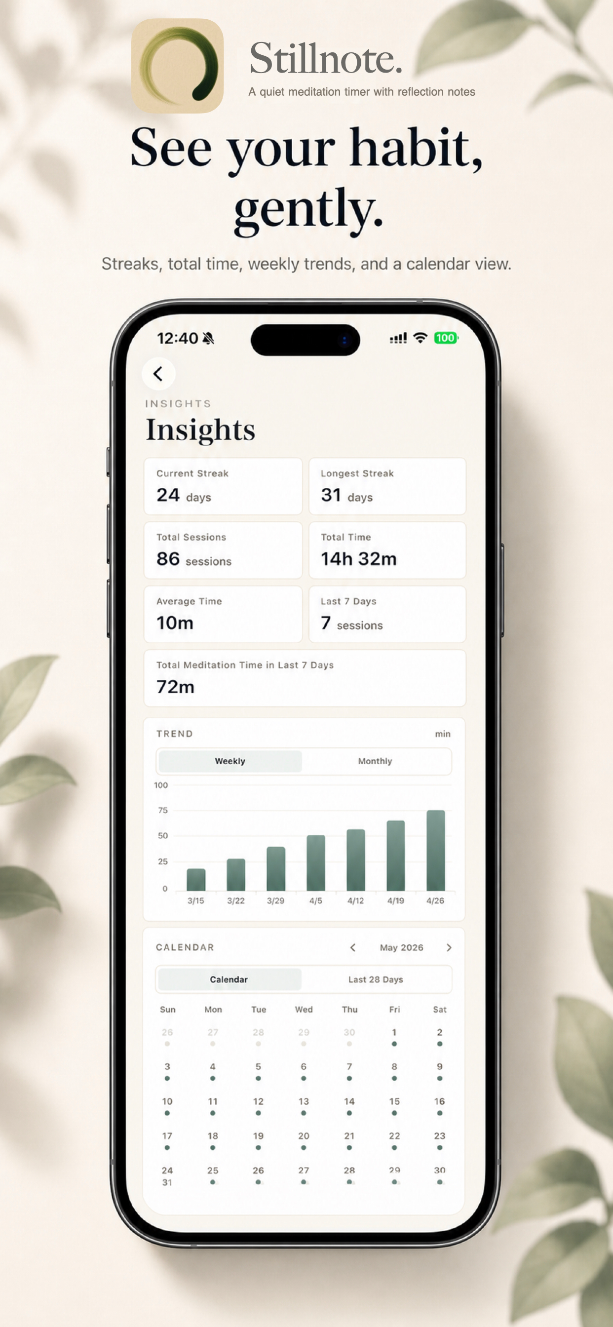 Stillnote: Meditation Timer