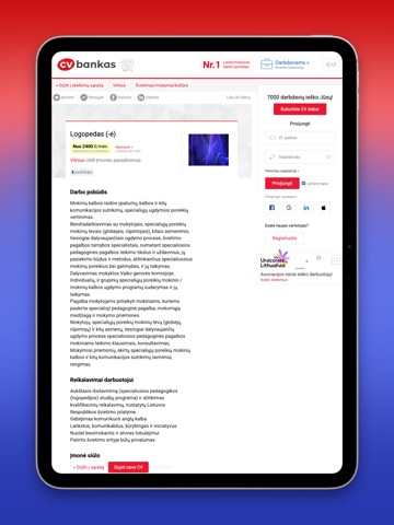 CVbankas.lt iPad screenshot