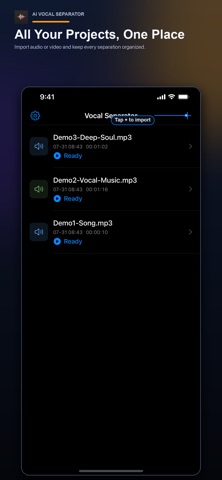 AI Vocal Separator iPhone screenshot