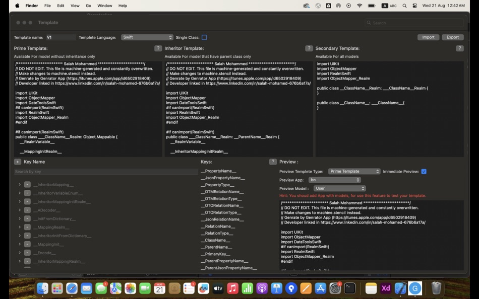 #1. Class Generator Pro (macOS) Ved: salah Mohamed