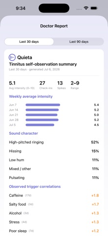 Quieta: Tinnitus Tracker Screenshot 3 of 5