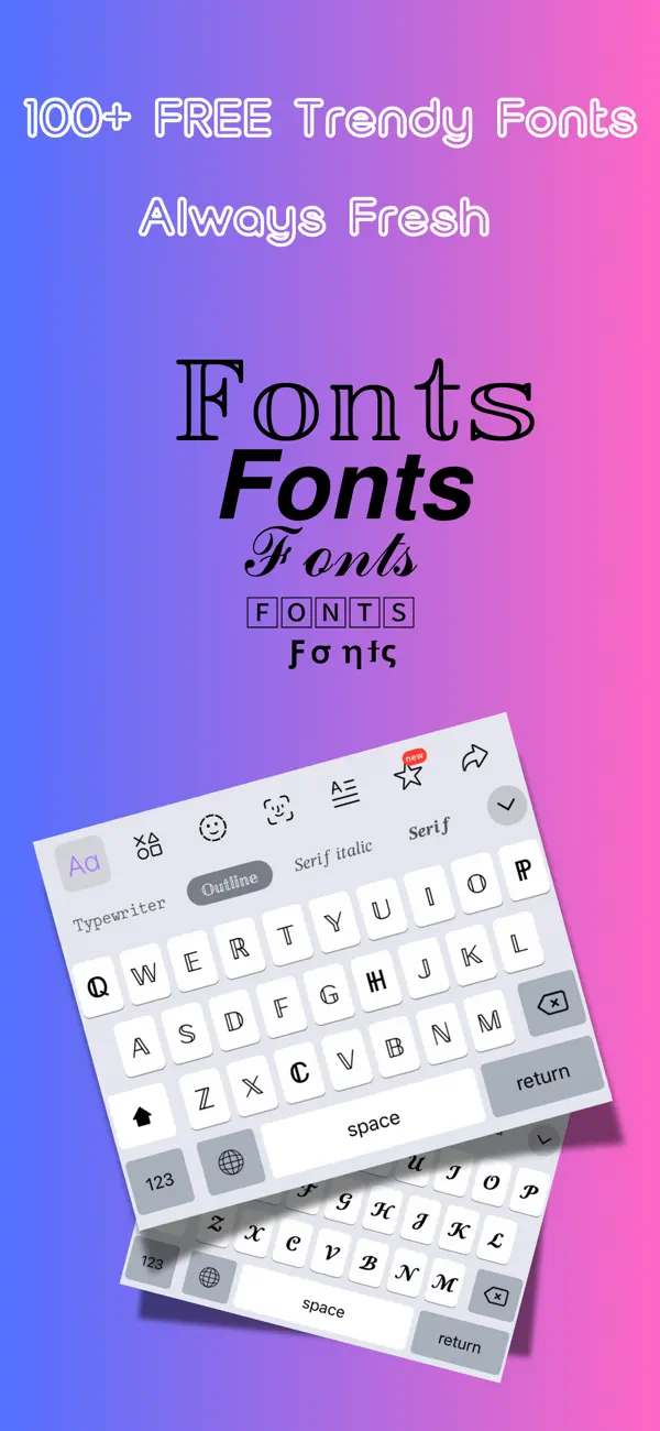 Screenshot #1 pour Fonts %: Clavier & Emoji