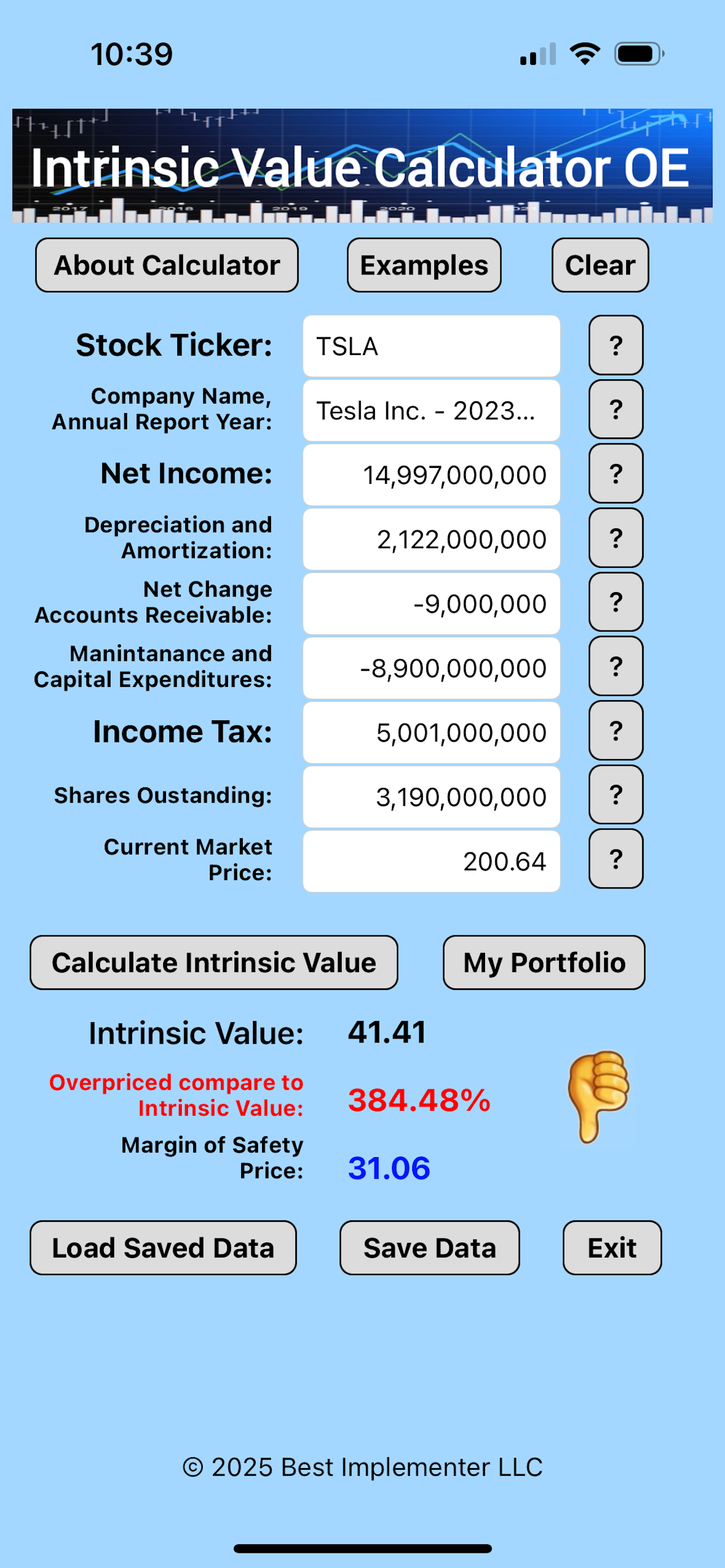 Intrinsic Value Calculator OE