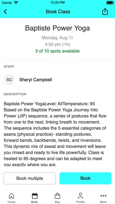 Studio 4 Hot Yoga & Pilates iPhone screenshot 3 - Health & Fitness app