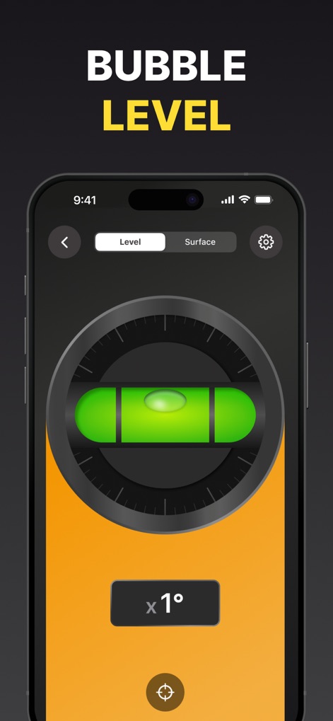 Measuring Tape+ Measure AR app - The app includes a highly functional bubble level, accurately indicating surface inclination and displaying precise angles, such as 1 degree.