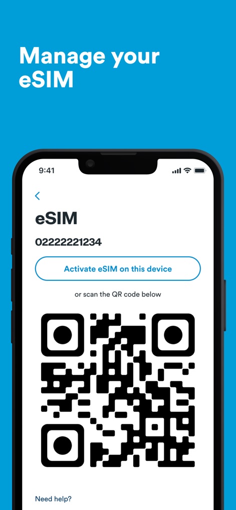 2degrees NZ - This feature simplifies eSIM management, allowing users to 'Activate eSIM on this device' or utilize a convenient QR code scan for quick setup.