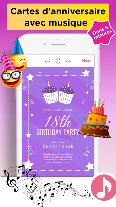 Screenshot #2 pour Carte Invitation Anniversaire