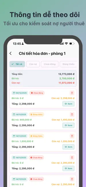 Chủ Trọ - Quản lý nhà trọ screenshot 3