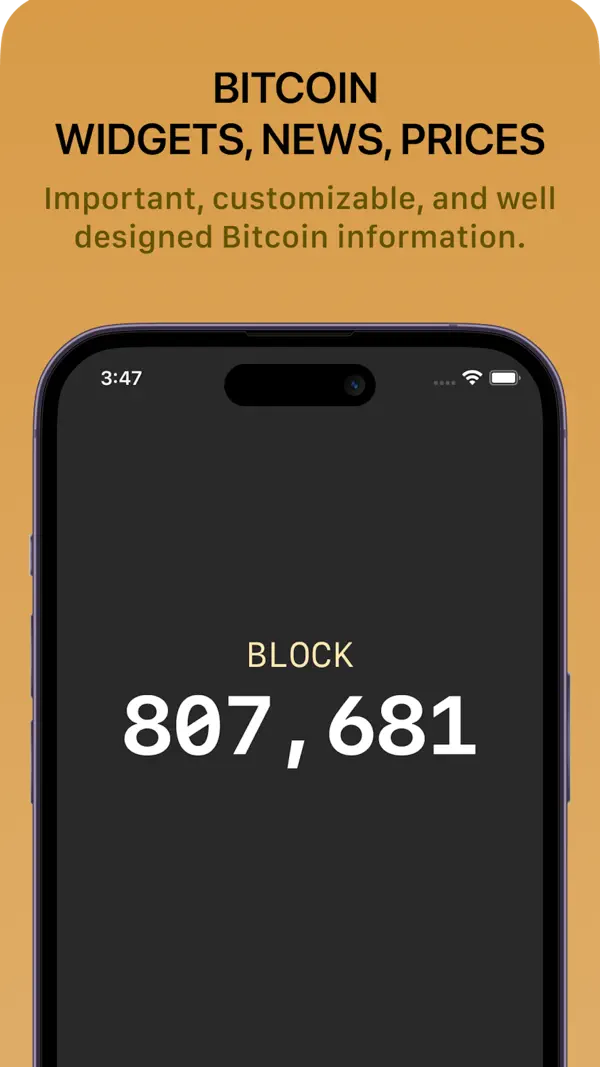 Block Screen: Bitcoin Widgets iPhone App Screenshot 1 – Finanzen