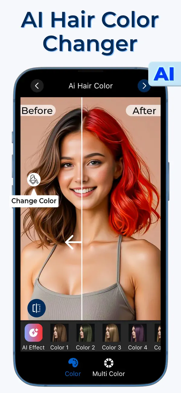 Screenshot #1 pour Changeur de couleur de cheveux