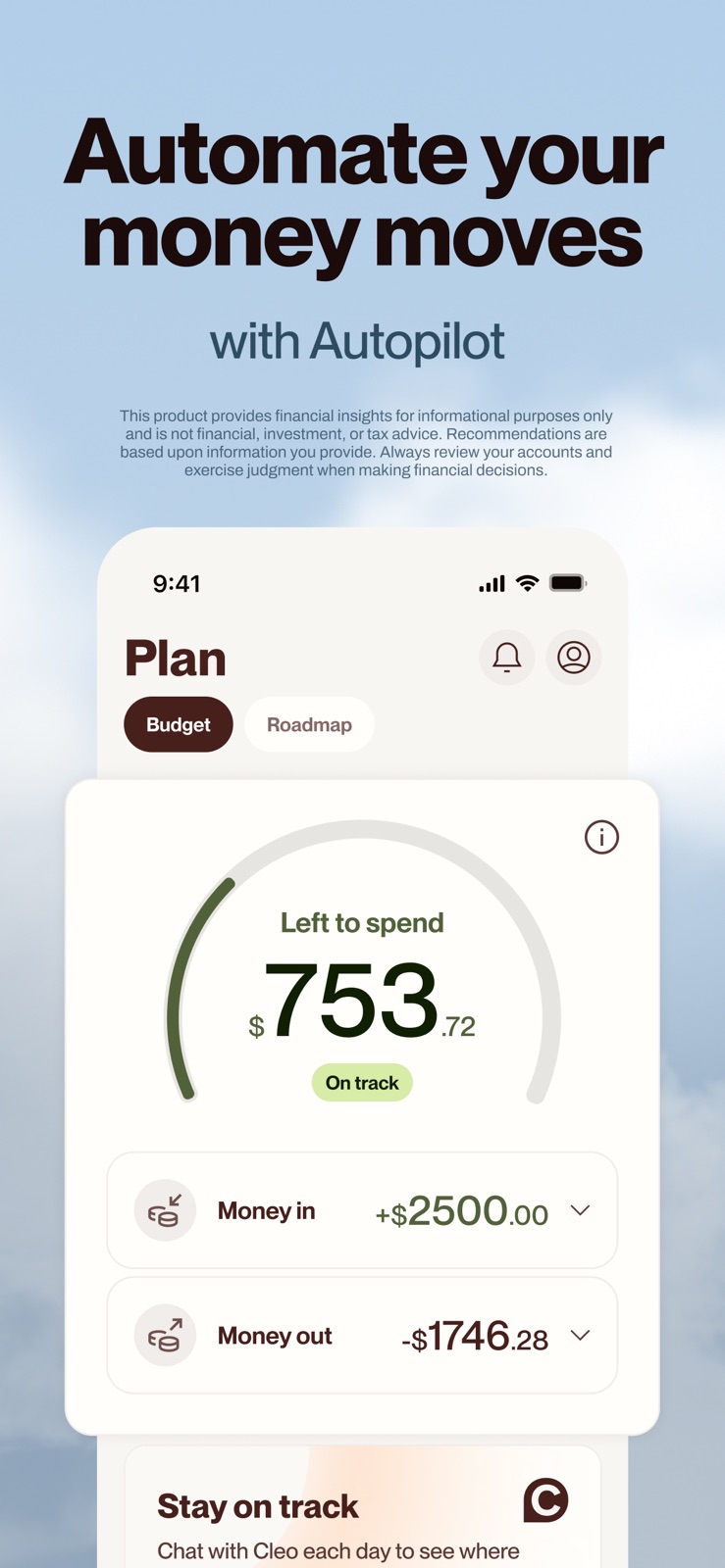 Cleo AI: Cash Advance & Budget iphone screenshot 3