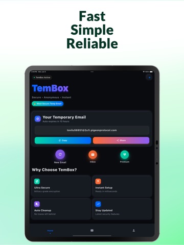 Temp Mail: TemBox Email iPad screenshot