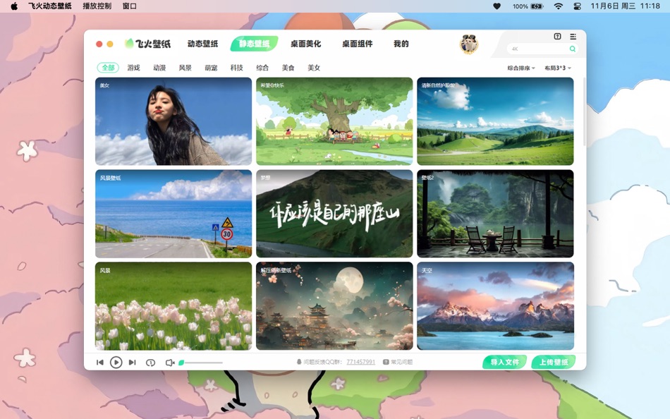 #4. 飞火动态壁纸-4k超清视频桌面主题壁纸引擎 (macOS) 作者: 合肥诺拉网络科技有限公司