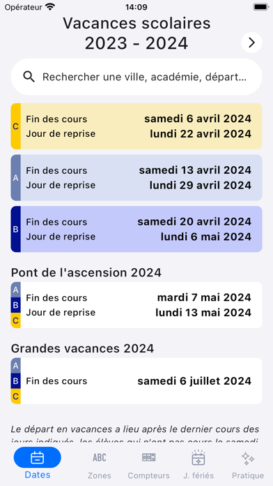 Vacances scolaires 2024-2025 Screenshot