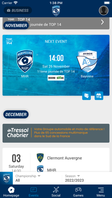 Montpellier Herault Rugby Screenshot